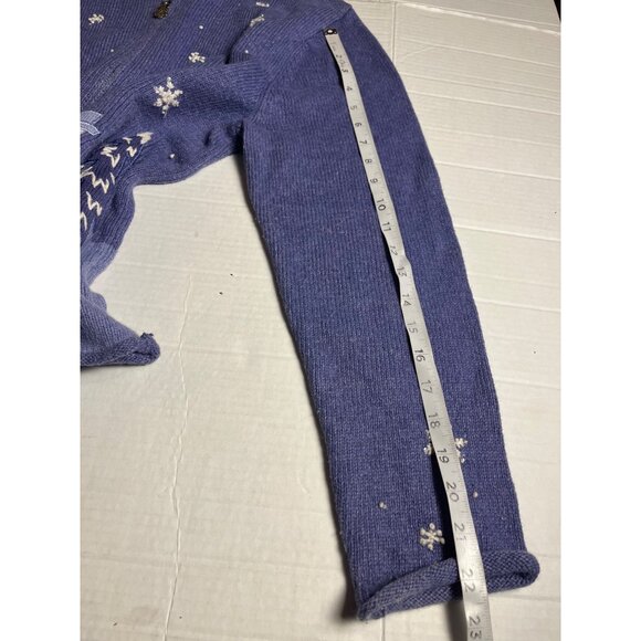 Croft & Barrow Women Snowman Cardigan Sweater L purple Winter Knit angora blend - Picture 13 of 13
